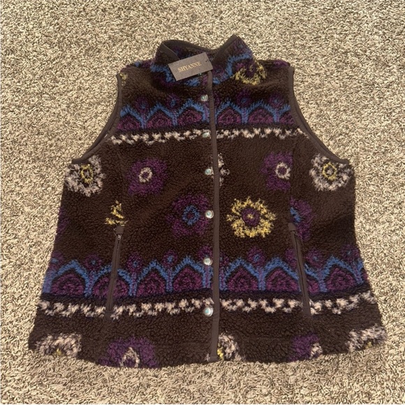 Shyanne Jackets & Blazers - Shyanne Women's Fleece Vest with Purple and Blue Patterns